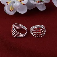 Stylish Bichhiya Adjustable Red Toe Ring Alloy Silver Plated Toe Ring-thumb1