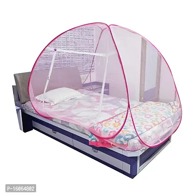 Buy Polyester Foldable For Single Bed Pink Color Tent Mosquito Net ...