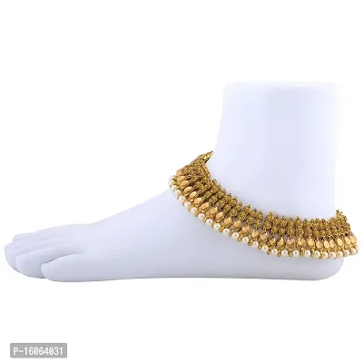 SILVER SHINE Charms Golden Antique Kundan Anklet For Women And Girl.-thumb3