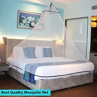 Mosquito Net for Double Bed, King-Size, Round Ceiling Hanging Foldable Polyester Net White and Black-thumb1