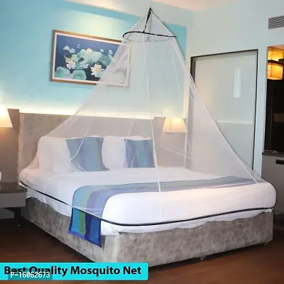 Mosquito Net for Double Bed, King-Size, Round Ceiling Hanging Foldable Polyester Net White and Black-thumb2