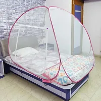 Mosquito Net Foldable Polyester for Single Bed White Color and Pink Patti-thumb1