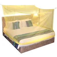 Mosquito Net for Double Bed, King-Size, Square Hanging Foldable Polyester Net Yellow-thumb4
