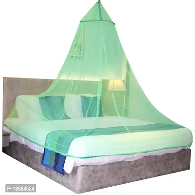 Mosquito Net for Double Bed, King-Size, Round Ceiling Hanging Foldable Polyester Net Green-thumb0