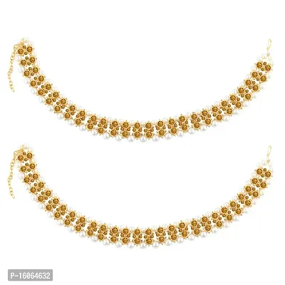 SILVER SHINE Gold plated Attractive Designer kundan Anklet for Women And Girl-thumb0