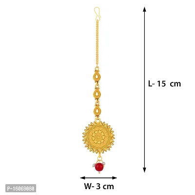 Gold Plated Kundan Style Maang Tikka Jewellery For Women Girl (NM-3722)-thumb4