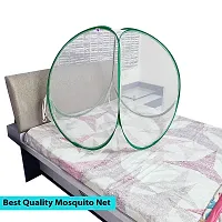 Silver Shine Mosquito Net Polyester Foldable Mosquito Net for Baby White Color and Green Border 0 to 2 Years-thumb3