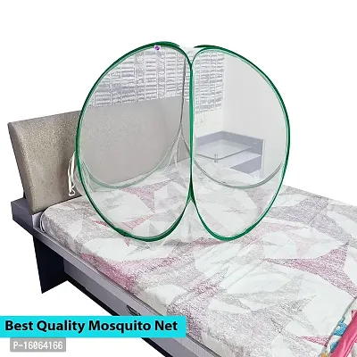 Silver Shine Mosquito Net Polyester Foldable Mosquito Net for Baby White Color and Green Border 0 to 2 Years-thumb4