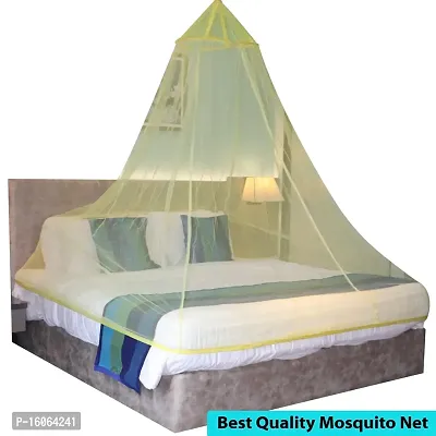 Mosquito Net for Double Bed, King-Size, Round Ceiling Hanging Foldable Polyester Net Yellow (Pack of 1)-thumb4