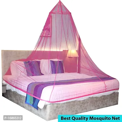 Mosquito Net for Double Bed, King-Size, Round Ceiling Hanging Foldable Polyester Net Pink (Pack of 1)-thumb4