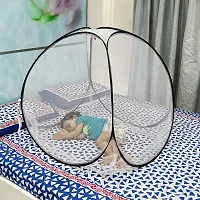 Silver Shine Mosquito net for Baby Protection Polyester Foldable Light Weight 2.4 mm Strong PVC Coated Steel (White Black)-thumb1
