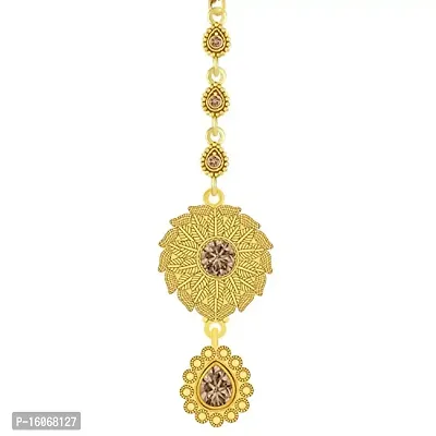 PaolaExclusive Stylish Gold Plated Traditional Maang Tikka Jewellery For women Girl-thumb4