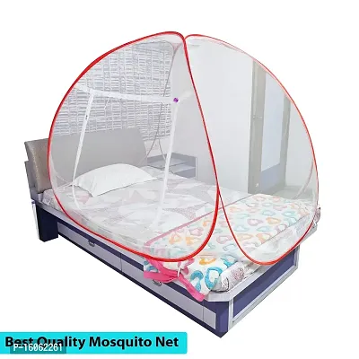 Mosquito Net Polyster Fodeble Single Bed for Adult White Color and Red Patti-thumb4