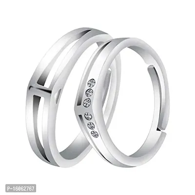 Paola Special Couple Ring For Valentines Lovers Ring Silver Plated Adjustable Ring Set Women And Men