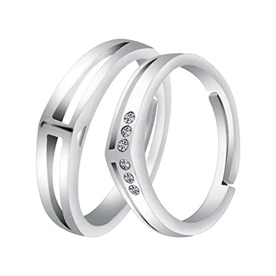 Paola Special Couple Ring For Valentines Lovers Ring Silver Plated Adjustable Ring Set Women And Men