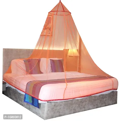Silver Shine Mosquito Net Round Double Bed Polyester Net for Mosquito Protection (Orange RED)-thumb0