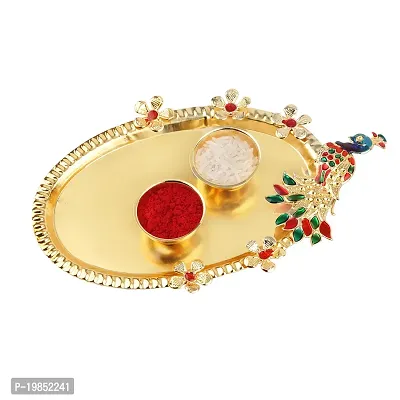 Rakhi Combo of 2 Rakhi For Bhabhi Bhaiya/Brother/Bhai With Roli Chawal And 1 Greeting Card,1 Pooja Thali-thumb5