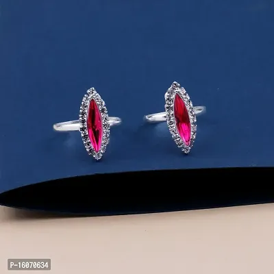 SILVER SHINE Toe Rings for Women Traditional Pink Color Oxidized Toe Rings Set Bichiya for women-thumb3
