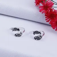 Bicchiya for Women Traditional Silver Oxidized Toe Rings Set Bichiya for women-thumb1