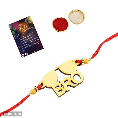 Paola Bhaiya Rakhi  BRO Designer Pendent For Bhaiya /Brother/Bhai With Roli Chawal And 1 Greeting Card-thumb0