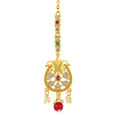 Gold Plated Kundan Style Maang Tikka Jewellery For Women Girl (NM-3722)