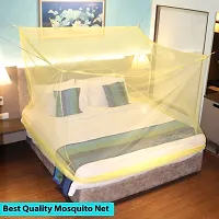 Silver Shine Mosquito Net for Double Bed, King-Size, Square Hanging Foldable Polyester Net (Yellow-Yellow)-thumb2