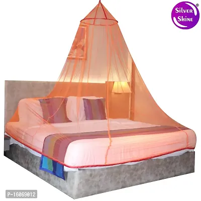 Silver Shine Mosquito Net Round Double Bed Polyester Net for Mosquito Protection (Orange RED)-thumb3