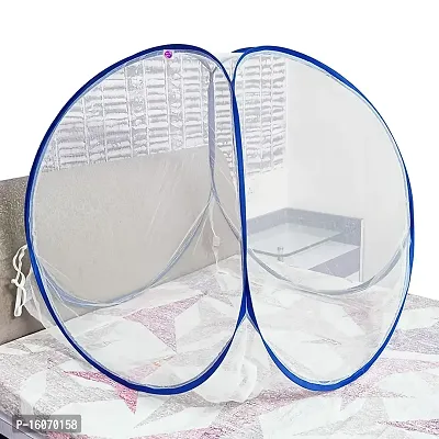Silver Shine Baby Mosquito Net Tent Style Foldable Polyester 2.4 mm Strong PVC Coated Steel Mosquito Net for Baby (White- Blue)-thumb0