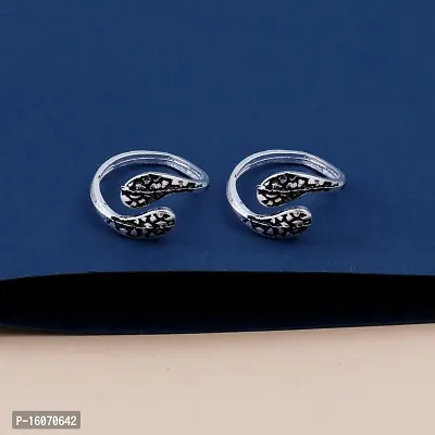 Bicchiya Traditional Silver Oxidized Toe Rings Set Bichiya for women-thumb3