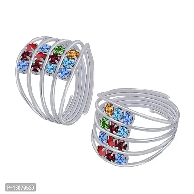 Stylish Leg Finger Ring Adjustable Multicolor Toe Ring Alloy Silver Plated Toe Ring