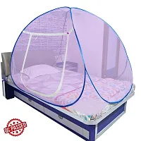 Mosquito Net for Double Bed | King Size Foldable Machardani | Polyester 30GSM Strong Net Steel Wire (Single Bed, Sky-Blue)-thumb4