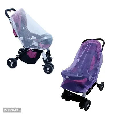 Silver Shine Baby Stroller Mosquito Net White Purple Combo-thumb0