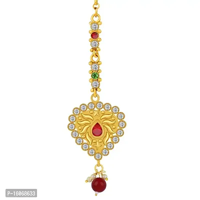 Traditional Gold Plated Kundan Style Maang Tikka Jewellery For Women Girl (Tikka 10)-thumb0