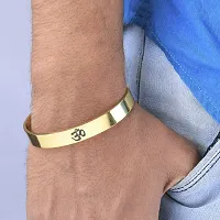 SILVER SHINE Gold Plated Stylish Bracelet Adjustable OM Design Kada for Men-thumb2