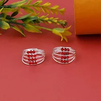 Stylish Bichhiya Adjustable Red Toe Ring Alloy Silver Plated Toe Ring-thumb4