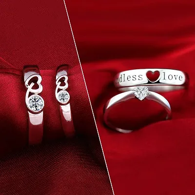 Couple Ring Budding Rose Love 925 Silver Plated Set Of 2 | PropShop24