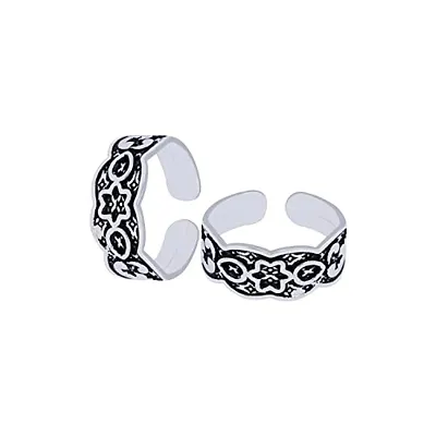 Traditional Silver Oxidized Toe Rings Set Bichiya for women