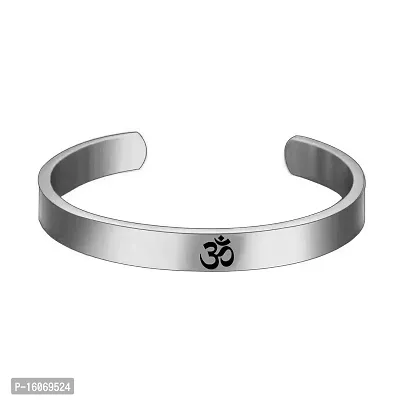 SILVER SHINE Alloy Mens Bracelet kada Mahadev Trishul damroo om Style kada For Mens And Boys (Silver)-thumb5