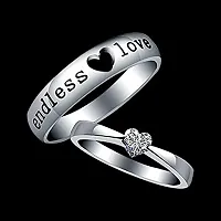 PAOLA Jewels Silver Plated Adjustable Forever Love Couple Ring For Lover Engagement Wedding Band Valentine Gift Jewellery Sets for Men and Women (Forever Love)-thumb1