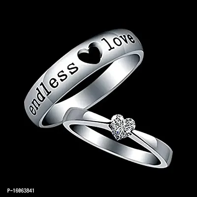 PAOLA Jewels Silver Plated Adjustable Forever Love Couple Ring For Lover Engagement Wedding Band Valentine Gift Jewellery Sets for Men and Women (Forever Love)-thumb2