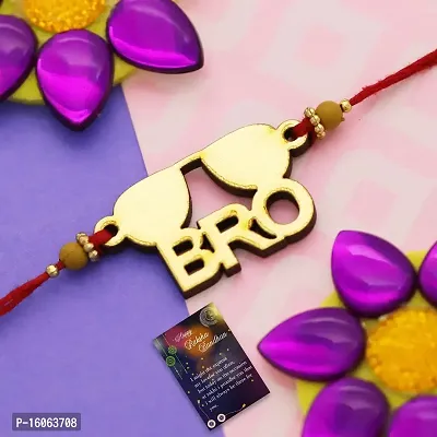 Paola Bhaiya Rakhi  BRO Designer Pendent For Bhaiya /Brother/Bhai With Roli Chawal And 1 Greeting Card-thumb2