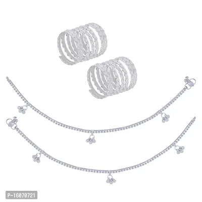 PAOLA Jewels Traditional Combo of Anklet and Toe Ring Pair