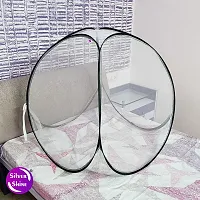 Silver Shine Mosquito net for Baby Protection Polyester Foldable Light Weight 2.4 mm Strong PVC Coated Steel (White Black)-thumb2