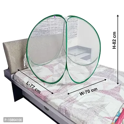 Silver Shine Mosquito Net Polyester Foldable Mosquito Net for Baby White Color and Green Border 0 to 2 Years-thumb5