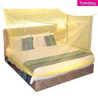 Silver Shine Mosquito Net for Double Bed, King-Size, Square Hanging Foldable Polyester Net (Yellow-Yellow)-thumb3