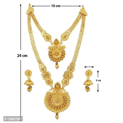 SILVER SHINE Gold Plated Traditional Designer Long Jewellery Set for Women (Necklace set 4)-thumb5