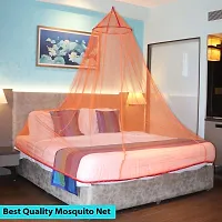 Silver Shine Mosquito Net Round Double Bed Polyester Net for Mosquito Protection (Orange RED)-thumb1