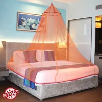 Silver Shine Mosquito Net Round Double Bed Polyester Net for Mosquito Protection (Orange RED)-thumb3