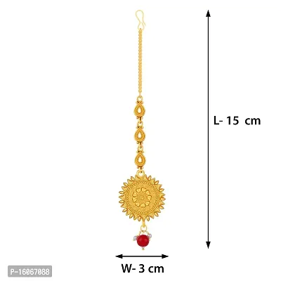 PaolaClassic Look Gold Plated Traditional Maang Tikka Jewellery For women Girl-thumb3