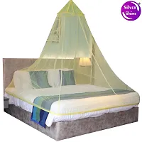 Mosquito Net for Double Bed, King-Size, Round Ceiling Hanging Foldable Polyester Net Yellow (Pack of 1)-thumb2